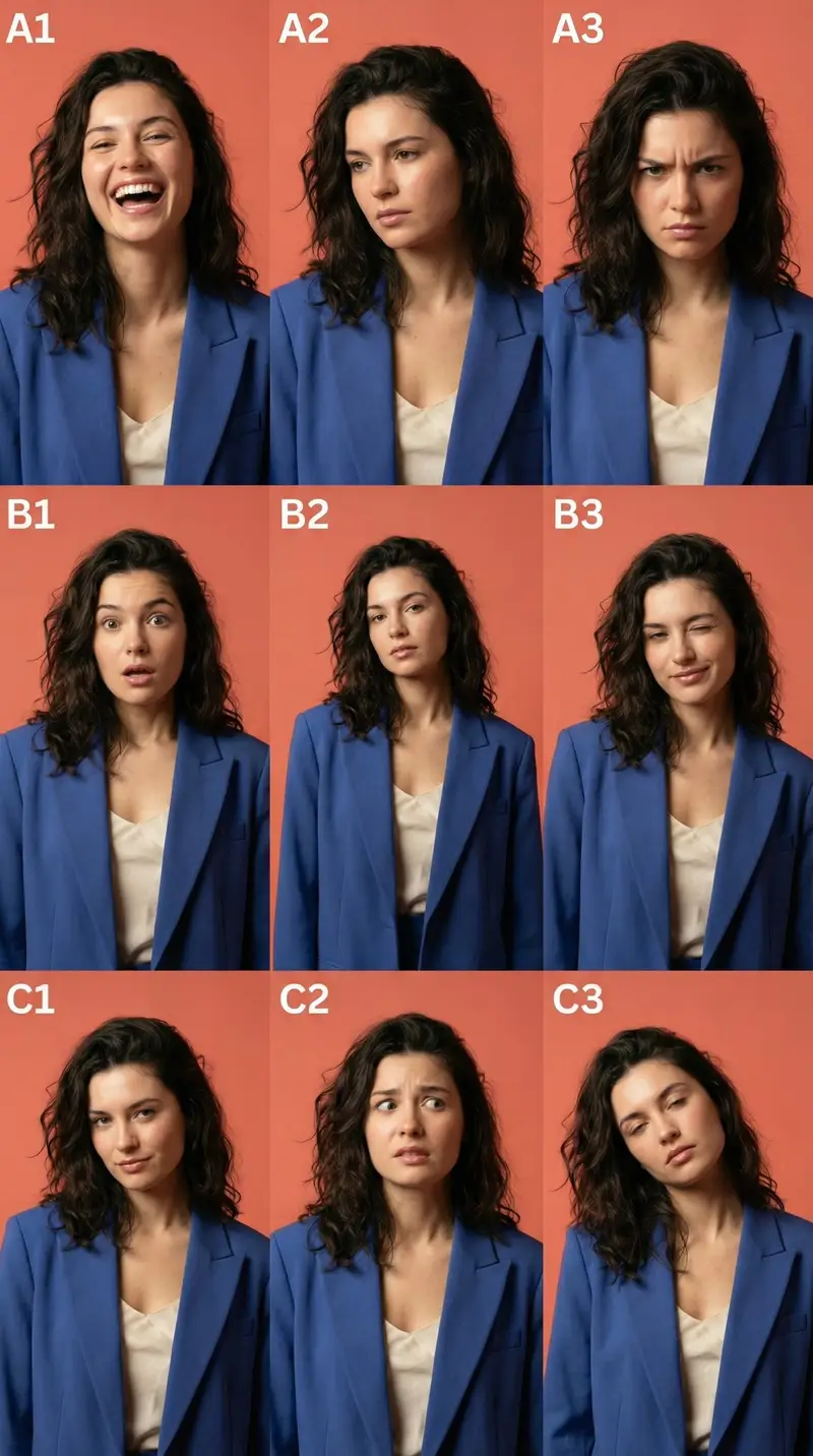Preview of 3x3 Character Emotional Expression Grid Prompt