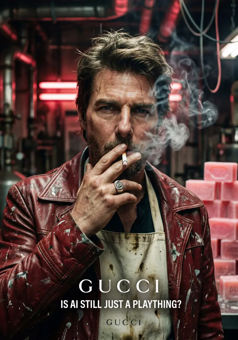 پیش‌نمایش Gritty Tom Cruise Portrait with GUCCI Branding