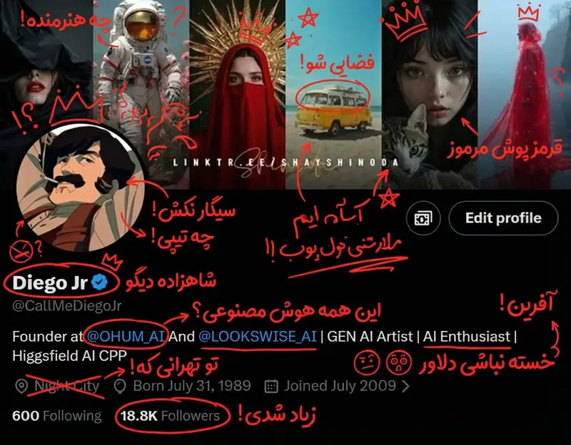 پیش‌نمایش پرامپت حاشیه‌نویسی روی اسکرین‌شات شبکه‌های اجتماعی با نانو بنانا پرو
