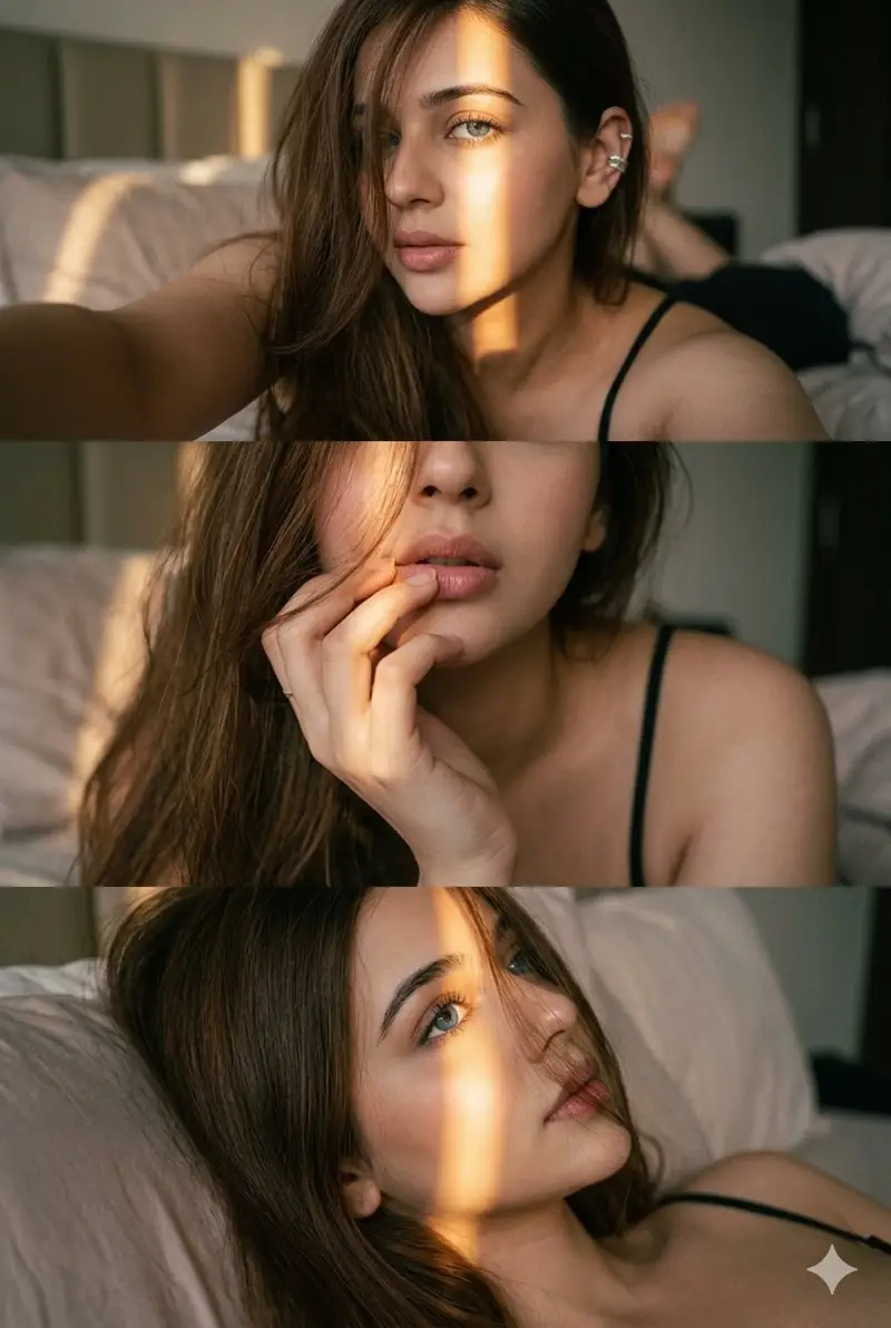 Preview of JSON Triptych Prompt for Intimate Bedroom Scene