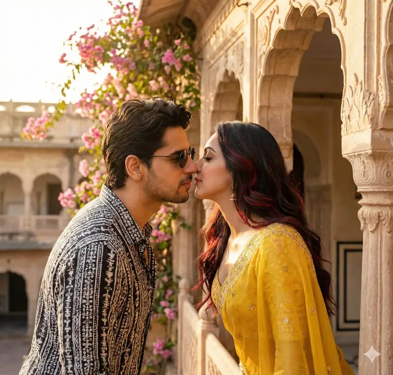 پیش‌نمایش Couple Portrait Prompts (Indian Wedding, Tropical Beach)