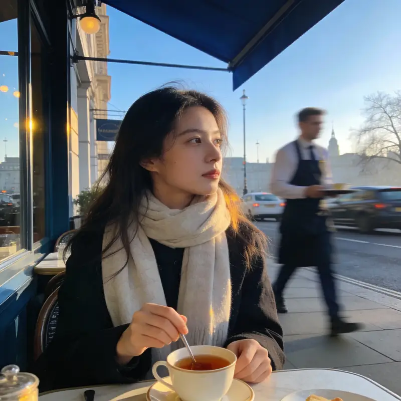 پیش‌نمایش پرتره در رستوران فضای باز لندن با نانو بنانا پرو