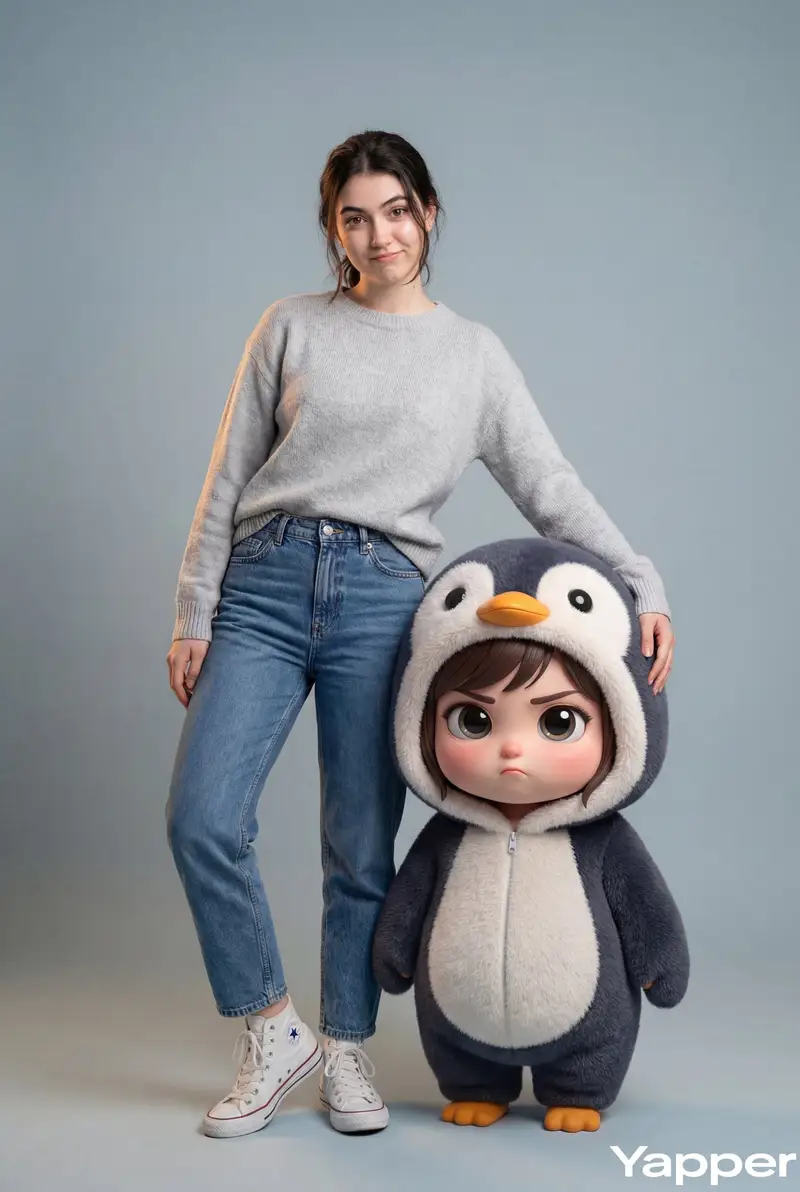 Preview of Hyper-Realistic Portrait with Chibi Penguin Character