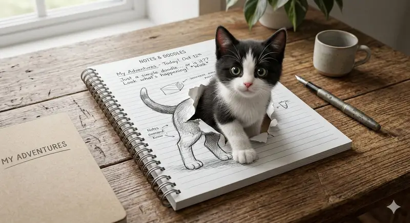 پیش‌نمایش 3D Illusion Kitten Art Prompt