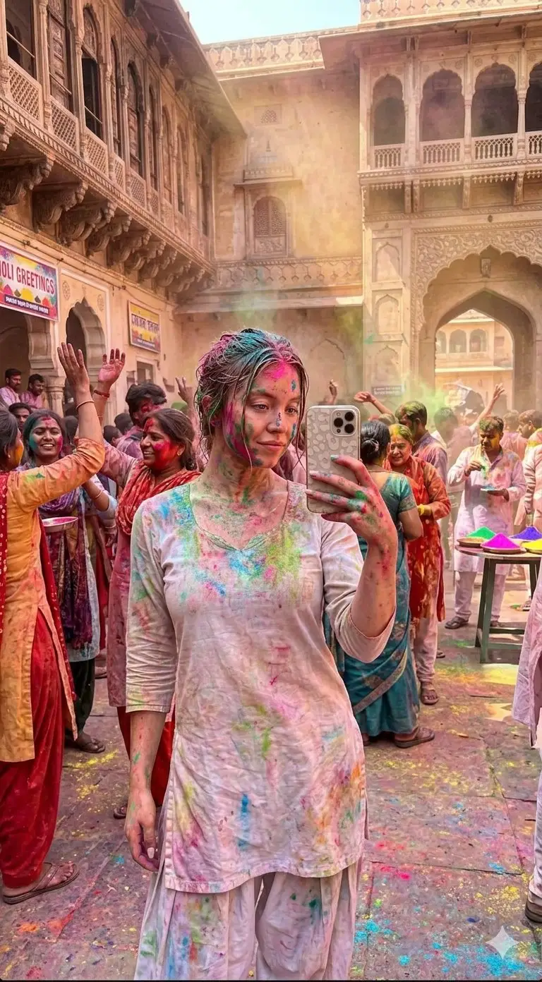 Preview of Hyper-Realistic Holi Festival Portrait Prompt