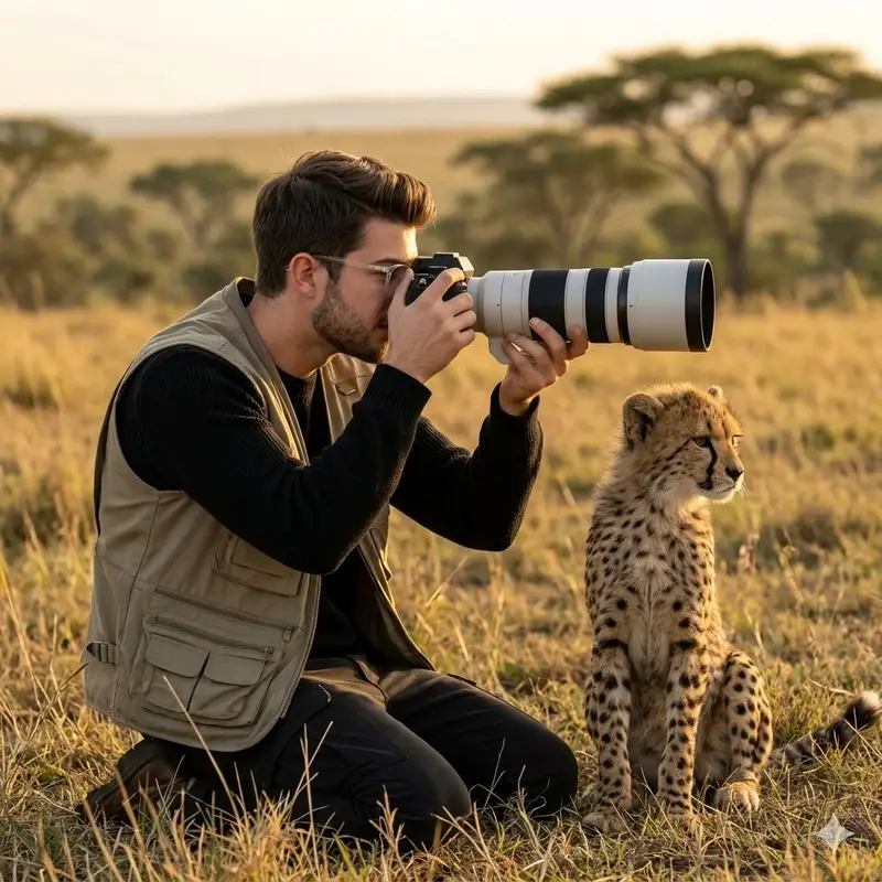 Preview of Wildlife Photographer with Cheetah Cub
