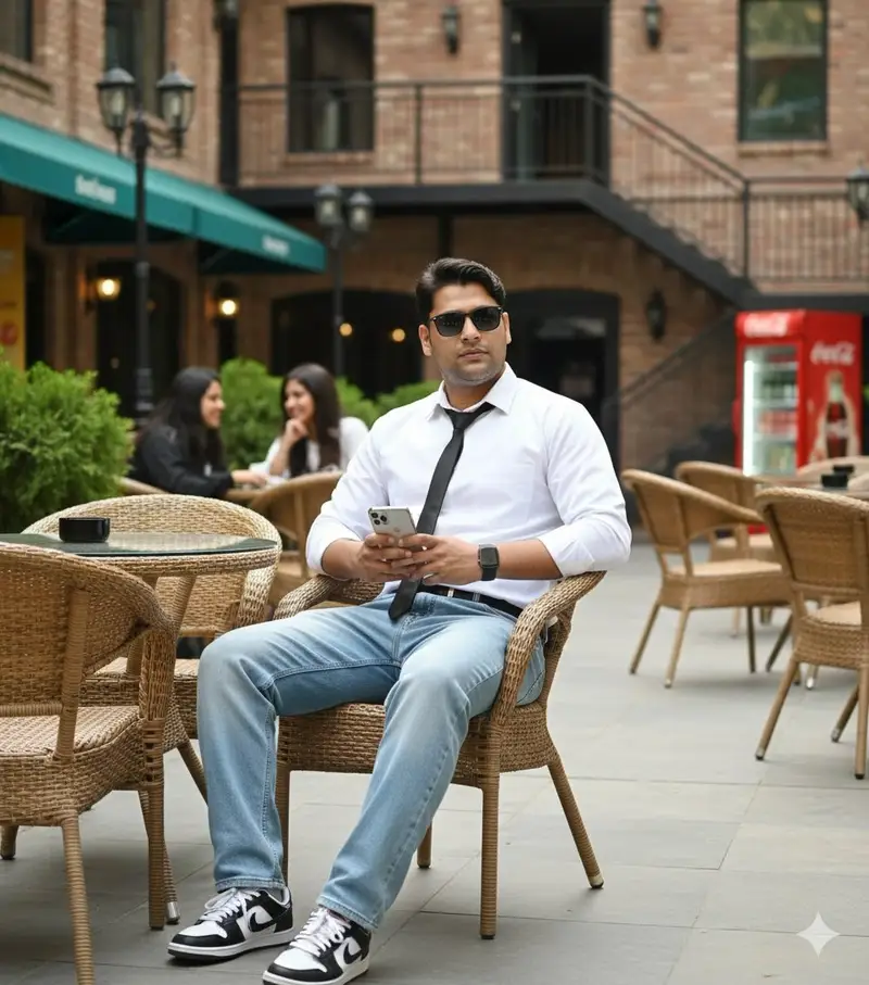 Preview of Ultra-Realistic DSLR Photo of an Indian Man in a Café