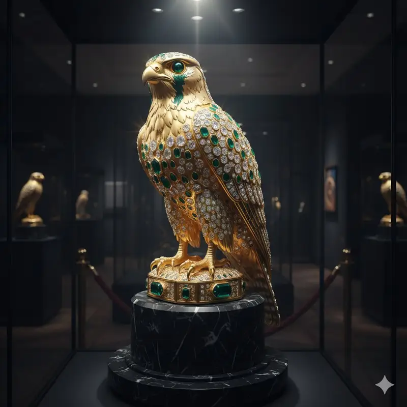 Preview of Ornate Gold Falcon Sculpture Prompt