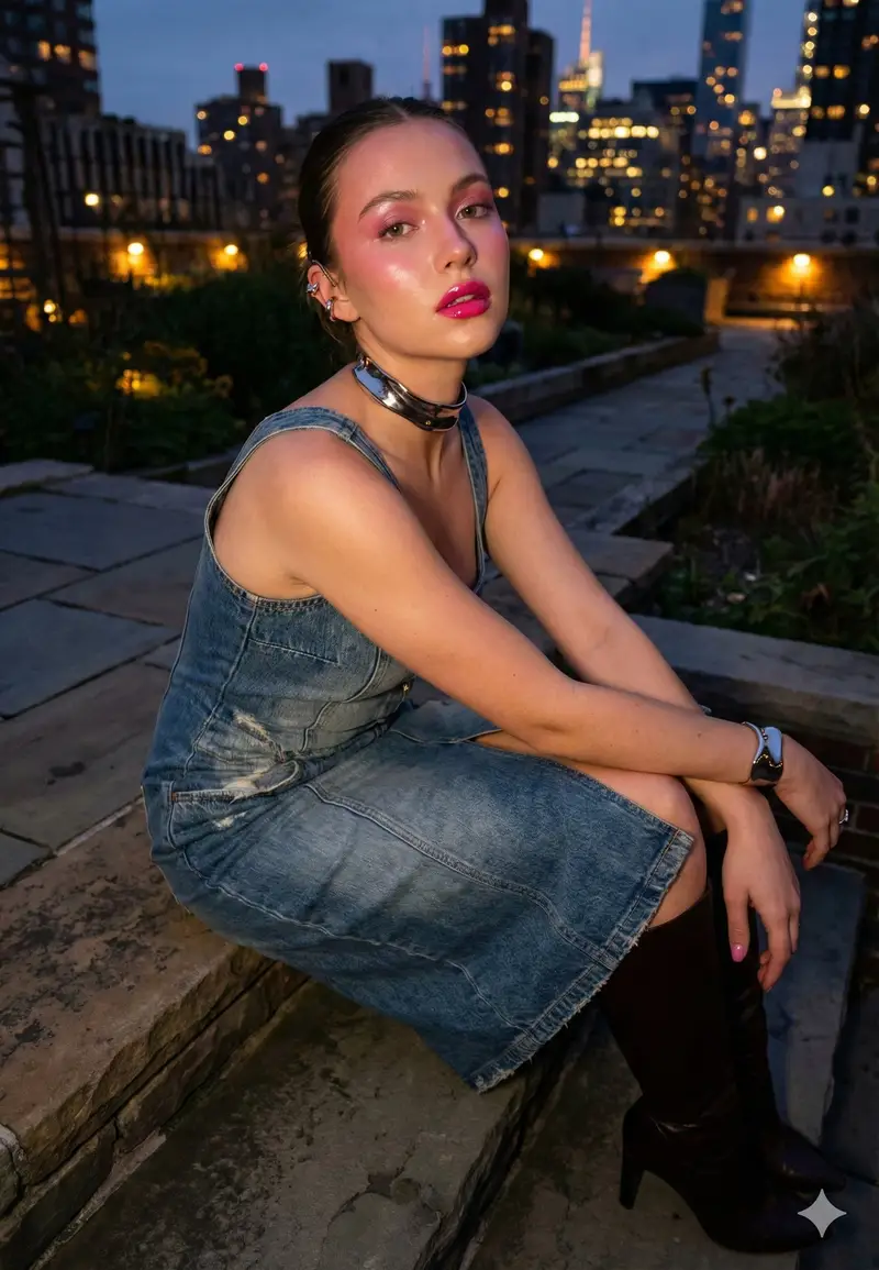 Preview of Urban Night Cinematic Fashion Portrait Prompt