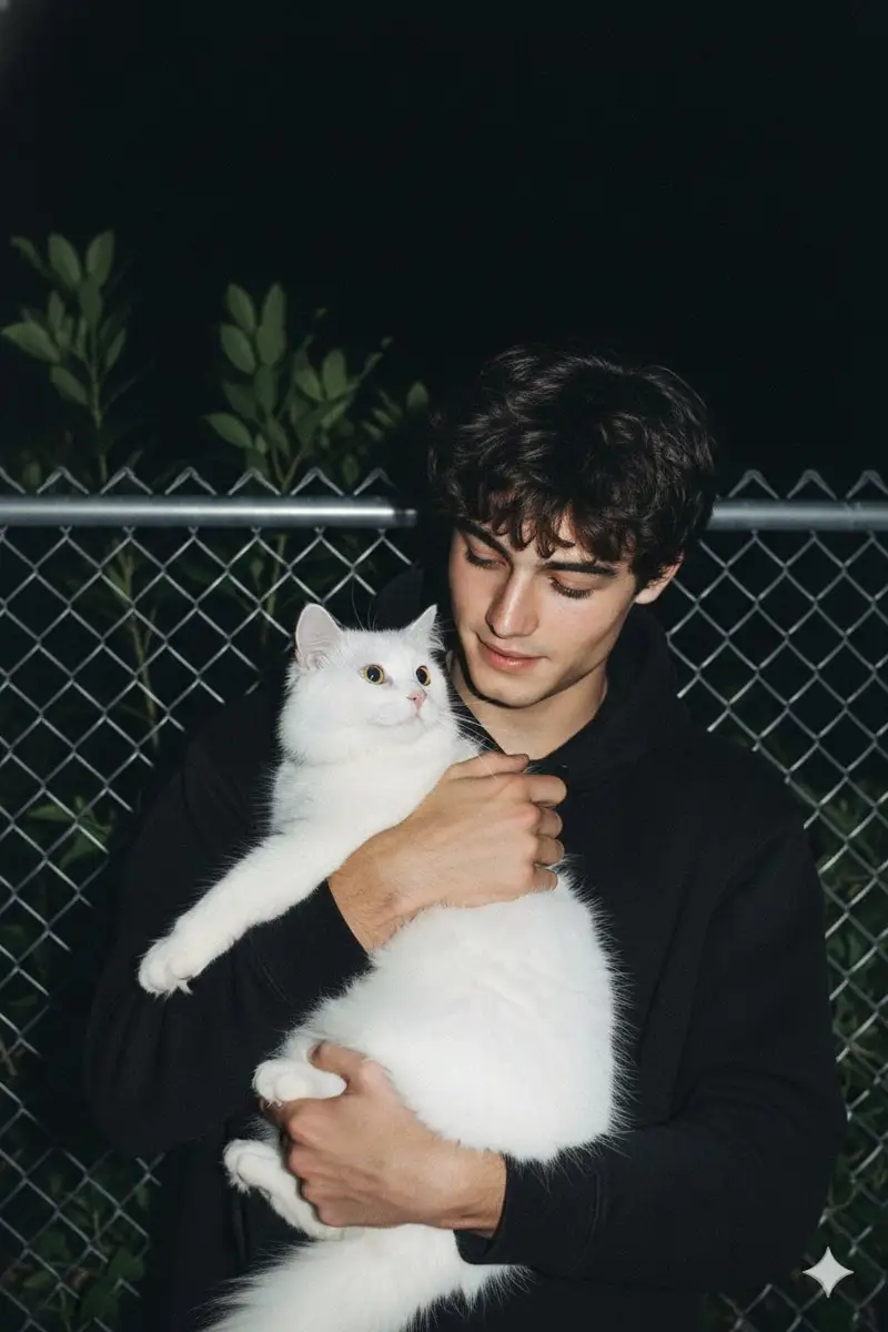 Preview of Candid Nighttime Photo with Cat Prompt