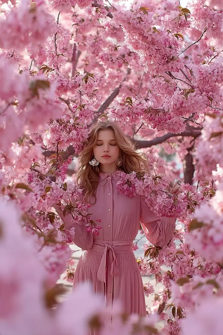 Preview of Dreamy Cinematic Portrait under Cherry Blossoms