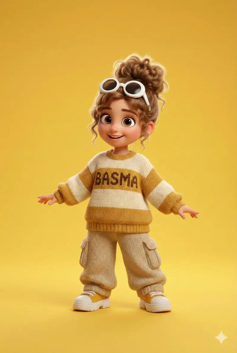 Preview of Pixar/Disney 3D Cartoon Character with Knitted Name