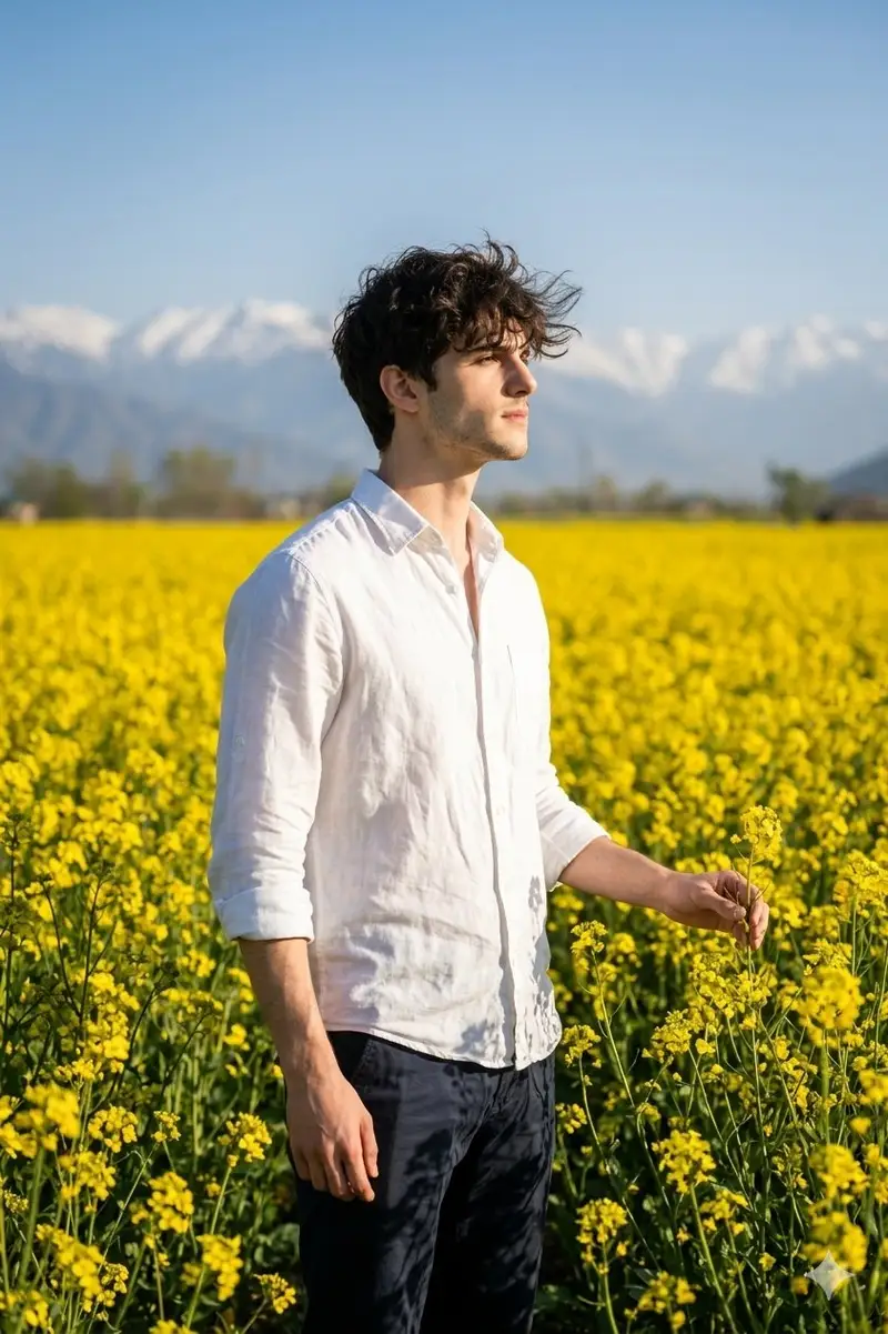Preview of Cinematic Portrait in Kashmir Mustard Field