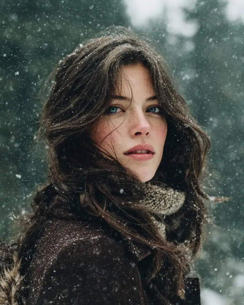 Preview of Cinematic Winter Forest Portrait Prompt