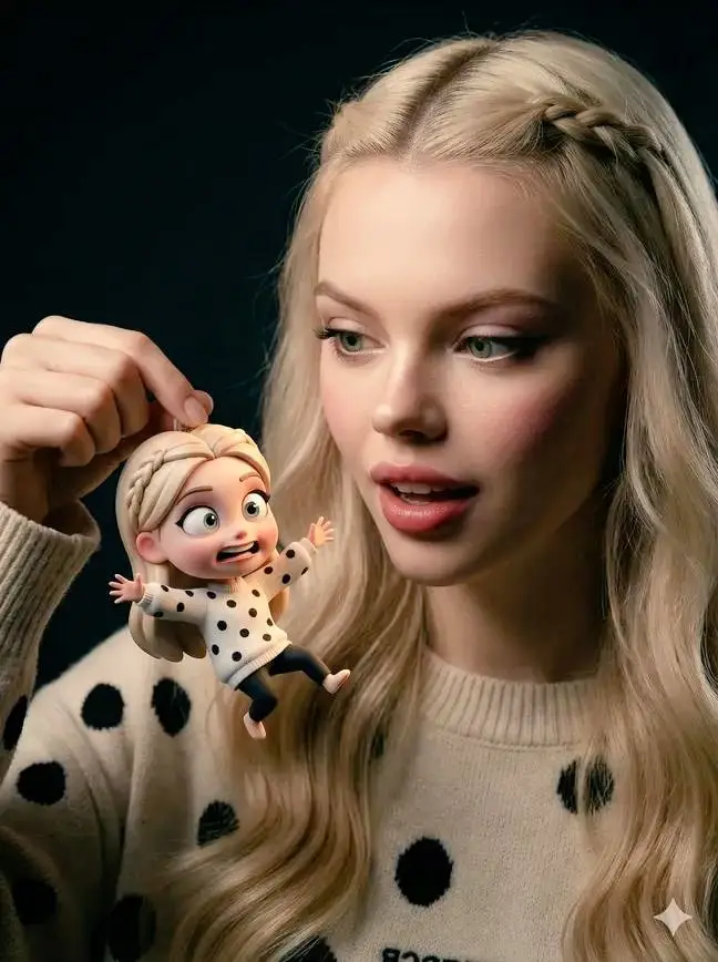 Preview of Ultra-Realistic Person Holding Tiny Cartoon Self