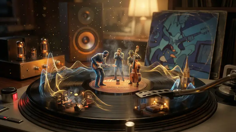 پیش‌نمایش Surreal Vinyl Record Mid-Play Visualization