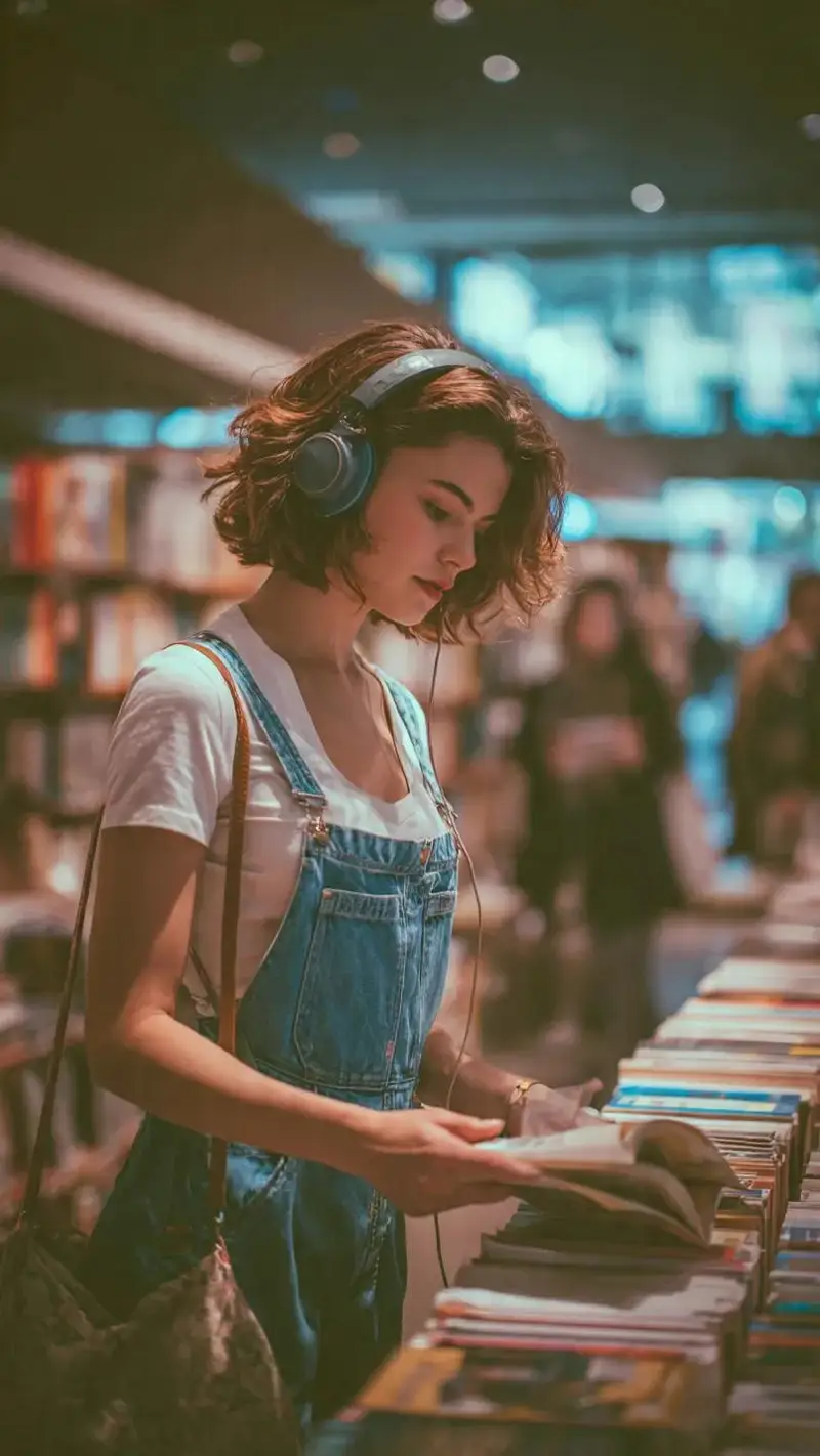 پیش‌نمایش Cinematic Bookstore Lifestyle Film Still Prompt