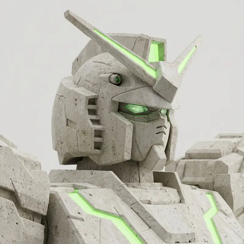 Preview of Limestone Sculpture with Neon Glow Prompt