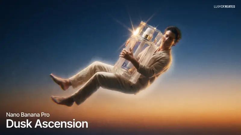 پیش‌نمایش Dusk Ascension JSON Prompt for Nano Banana Pro