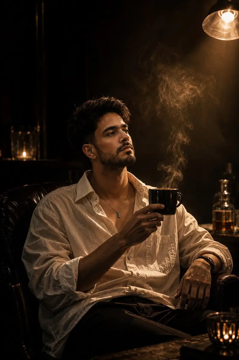 پیش‌نمایش پرتره درون‌گرا در بار ویسکی لوکس