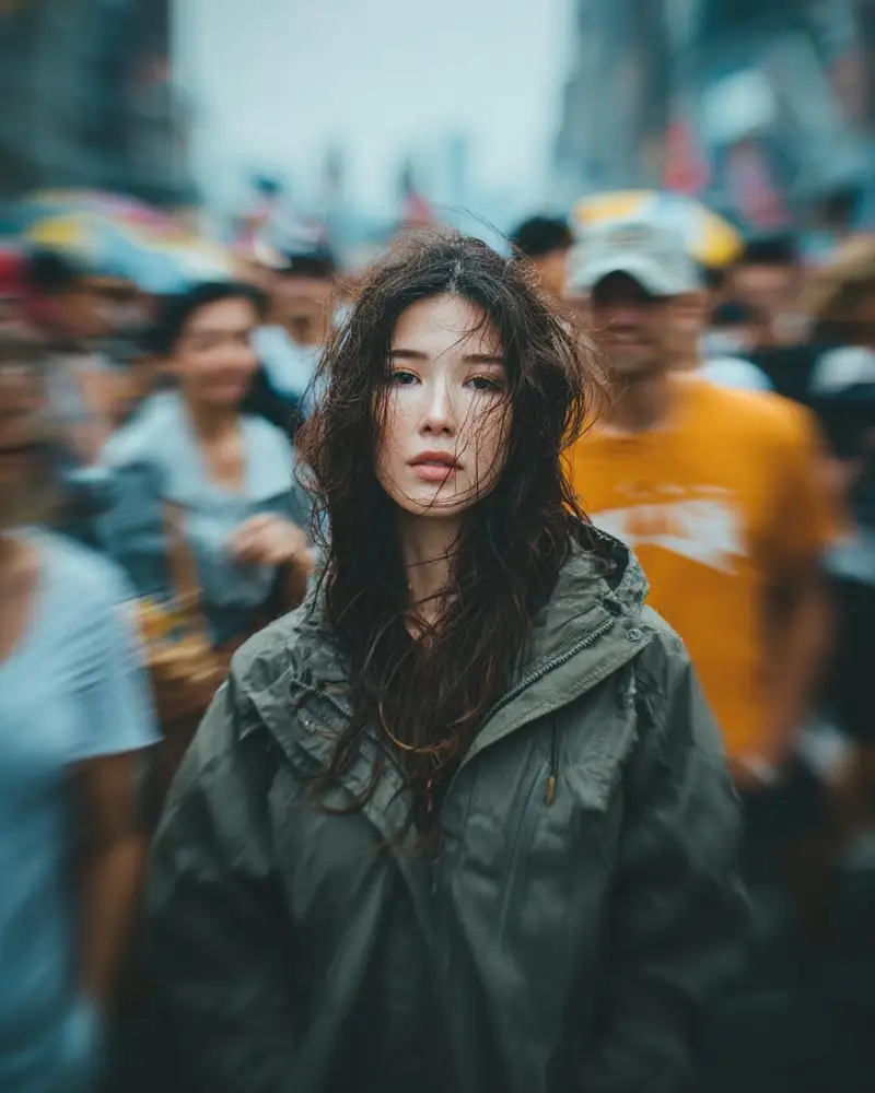 Preview of Candid Street Portrait with Motion Blur