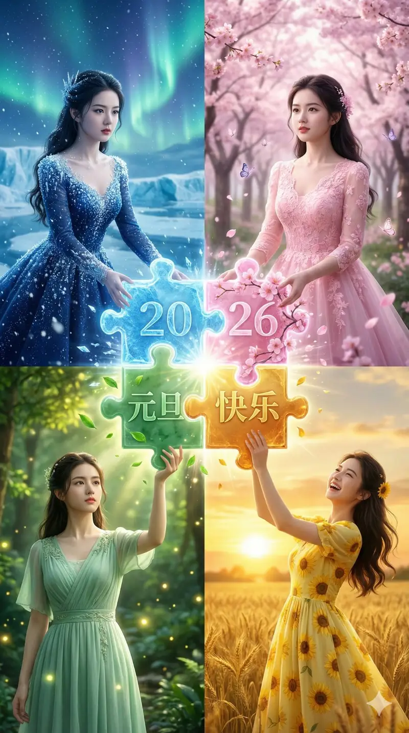 Preview of Four Seasons Puzzle for 2026 New Year Greeting