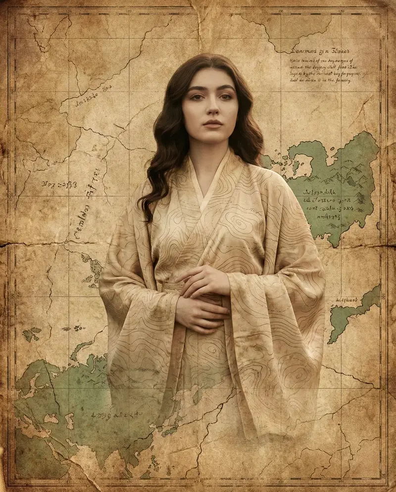 پیش‌نمایش Surreal Fine-Art Portrait Emerging from Ancient Map