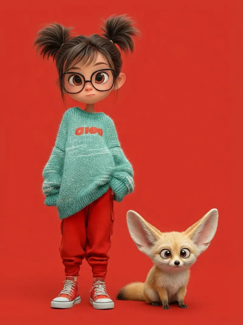 Preview of Pixar-Style 3D Character Portrait with Fennec Fox