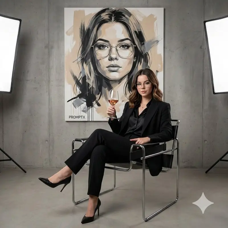 Preview of High-Fashion Editorial Portrait of a Confident Woman
