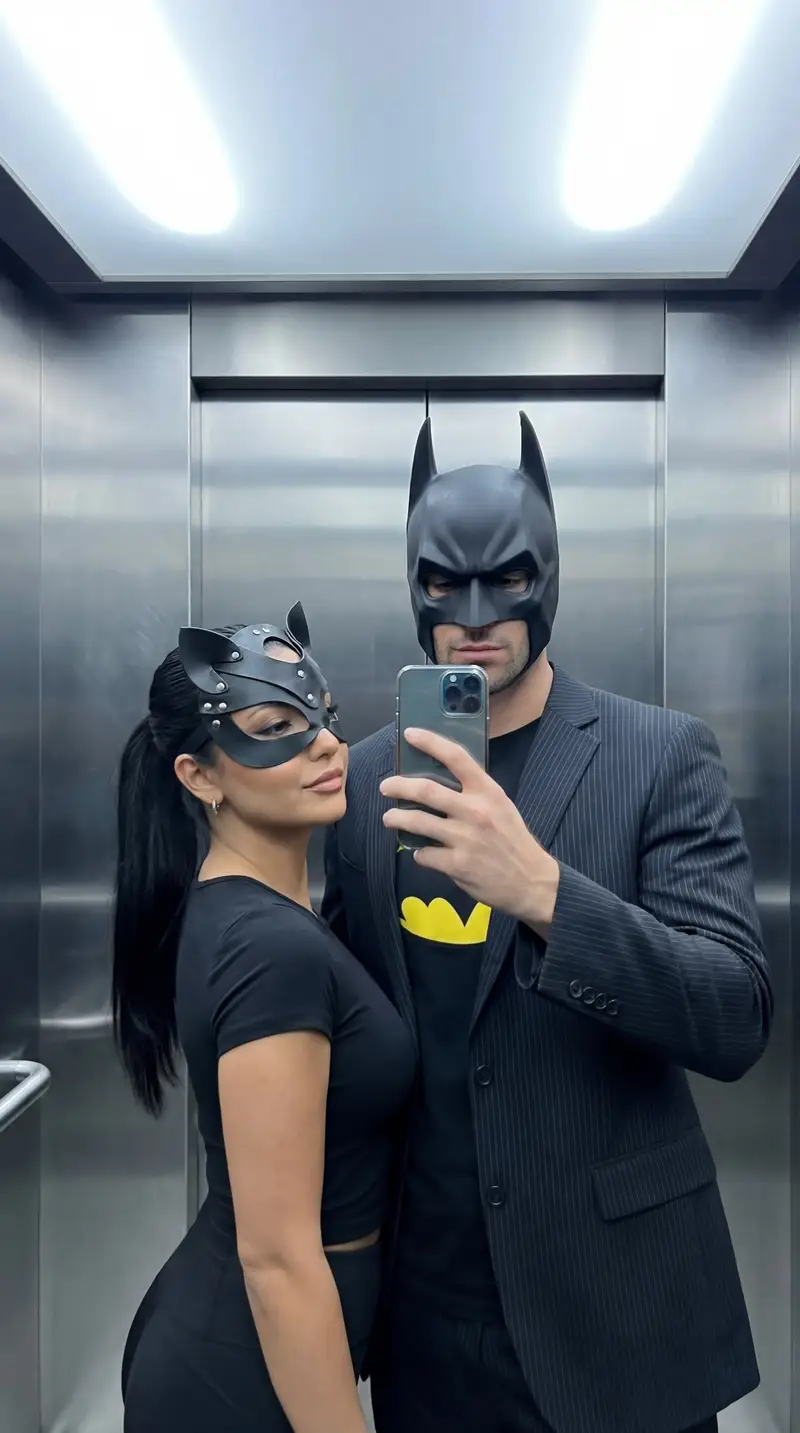 Preview of Cinematic Mirror Selfie: Batman and Catwoman Cosplay