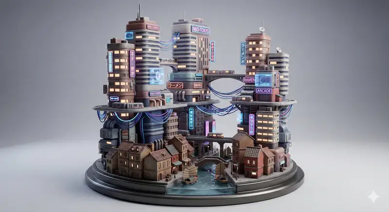 پیش‌نمایش Cyberpunk City Block Collectible Diorama