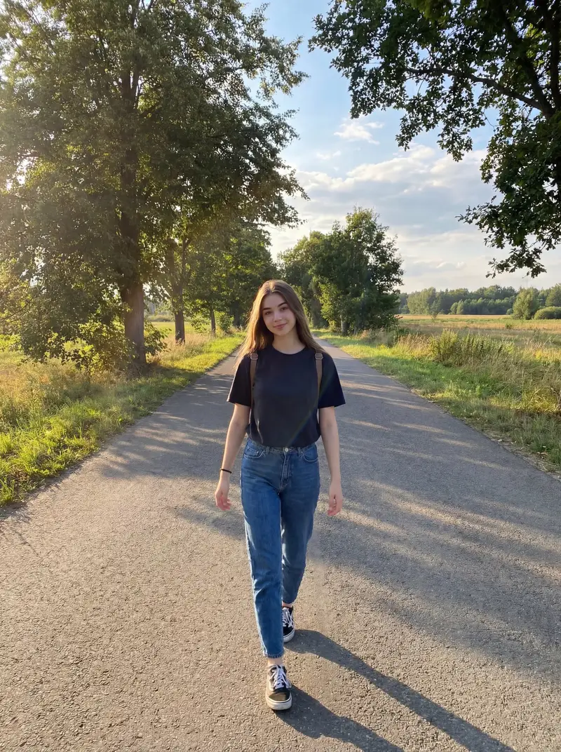 Preview of Natural Lifestyle Portrait on Country Road at Golden Hour