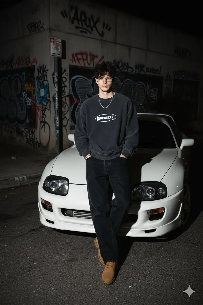 Preview of 90s Streetwear Car Portrait Prompt