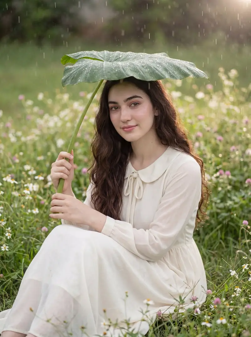 پیش‌نمایش Realistic Portrait of a Woman in a Garden