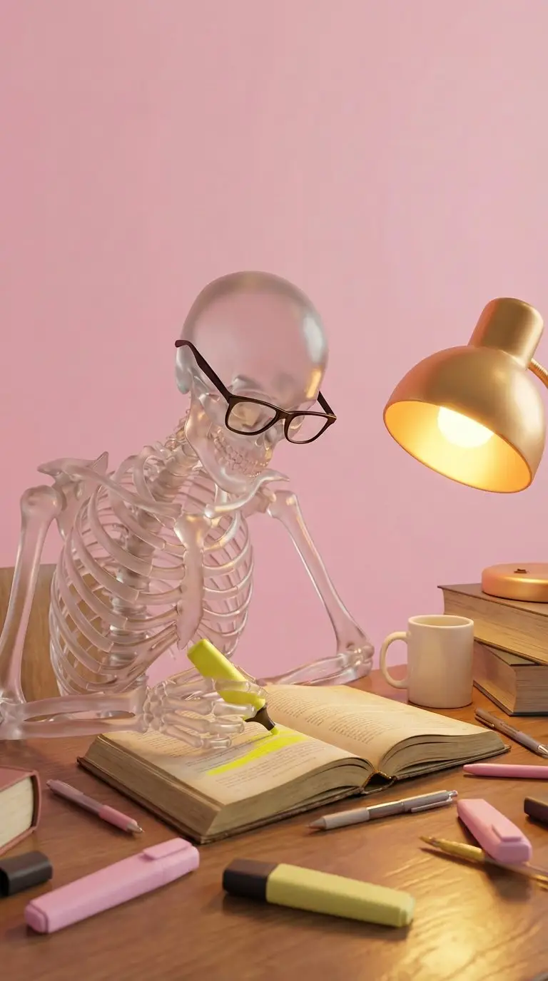 پیش‌نمایش Stylized 3D Glass Skeleton Render Prompt