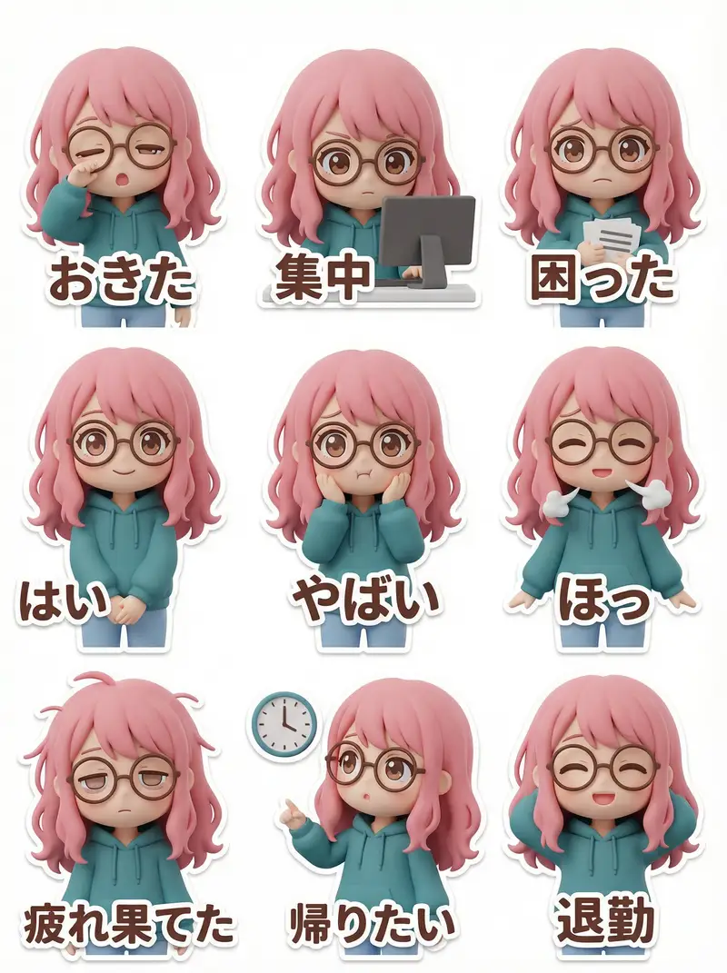 Preview of LINE Sticker Generation Prompt (3D Clay Style)
