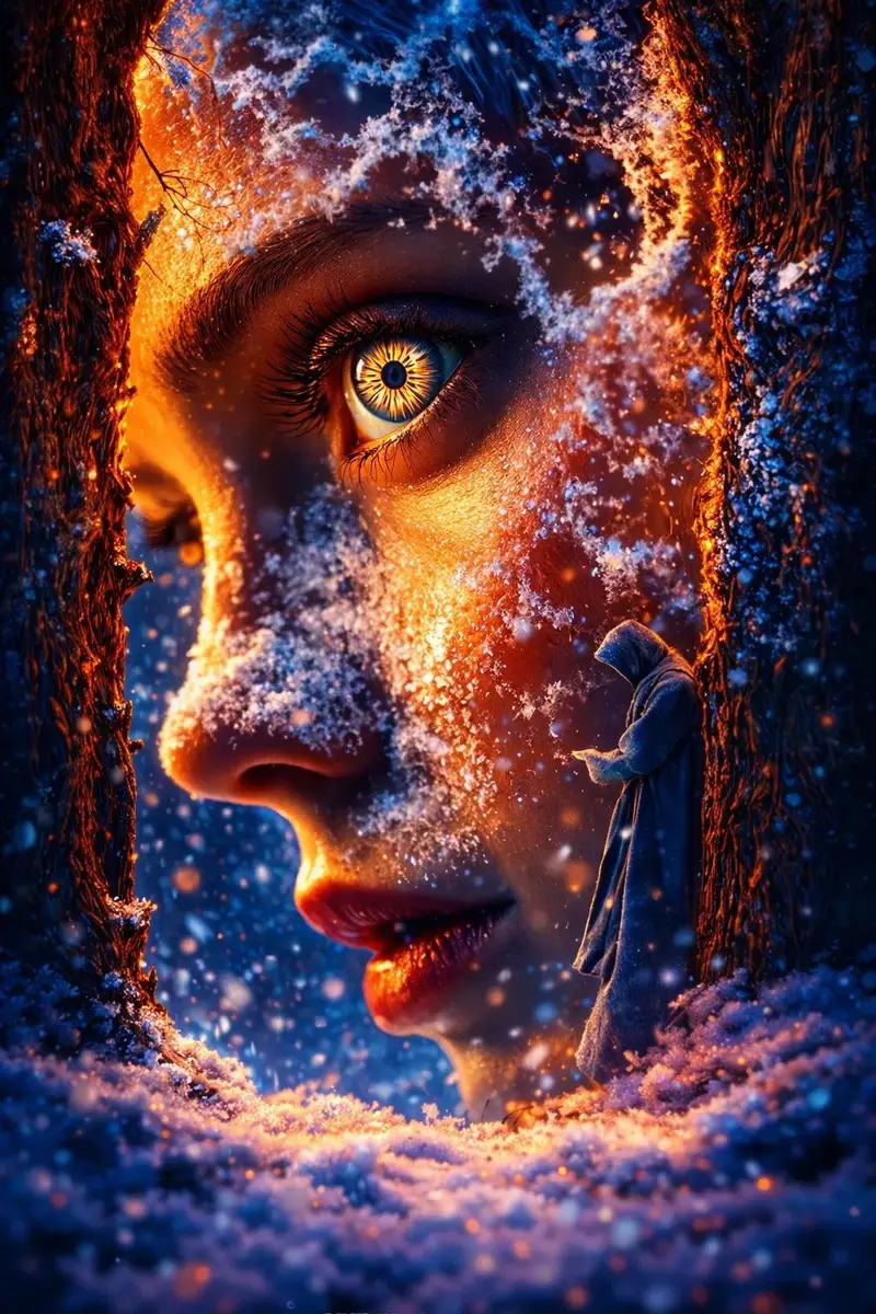 Preview of Surreal Fantasy Portrait Prompt (Fire and Ice)