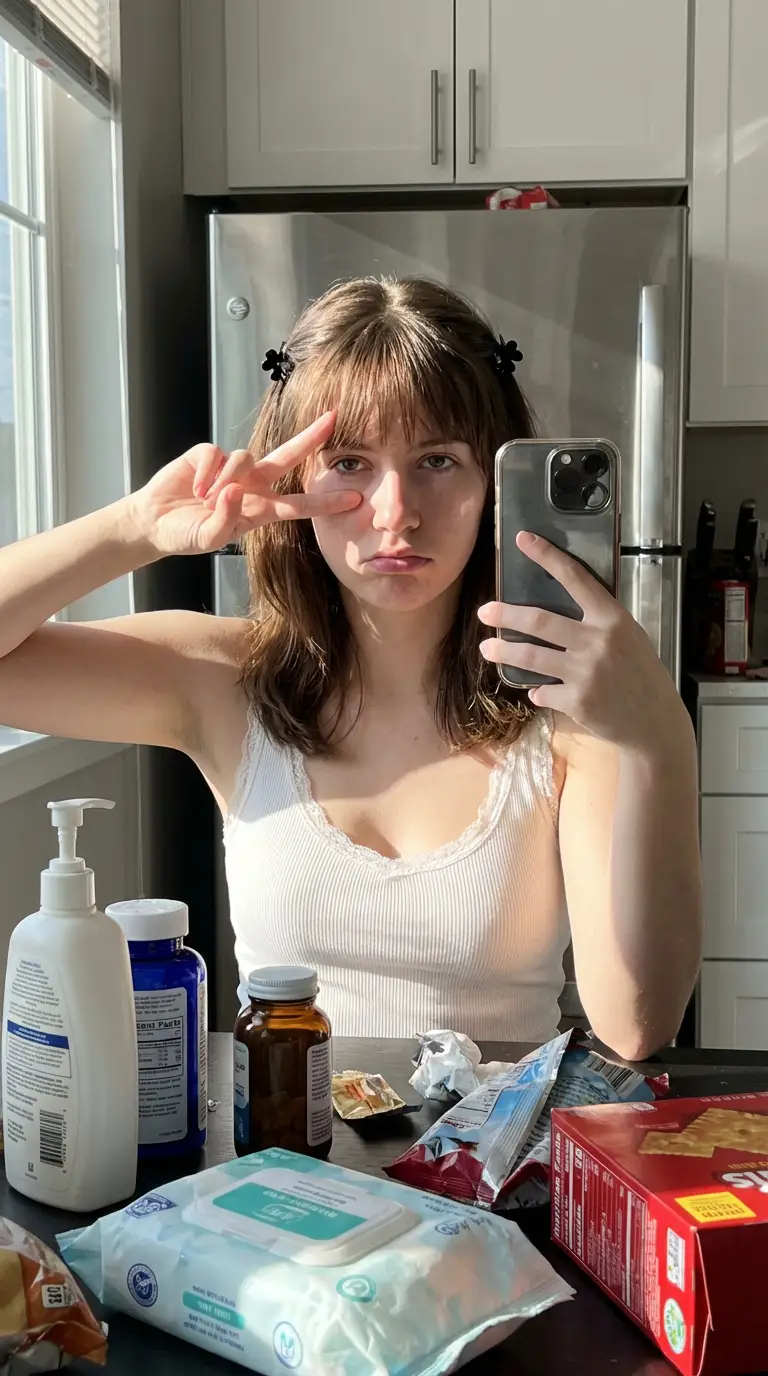 پیش‌نمایش Simulated iPhone 14 Pro Selfie in Harsh Lighting
