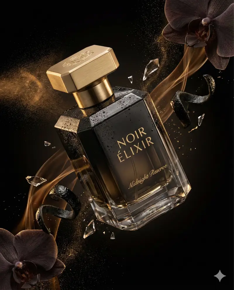 پیش‌نمایش Luxury Perfume Commercial Render Prompt (NOIR ÉLIXIR)