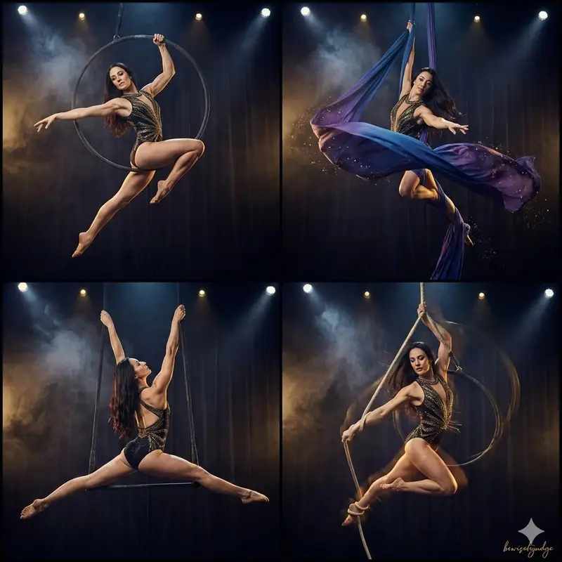 Preview of Four-Panel Aerial Circus Composition