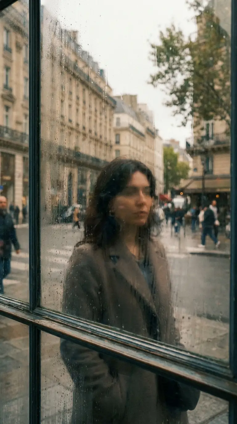 Preview of Layered Reflection in Glass Window