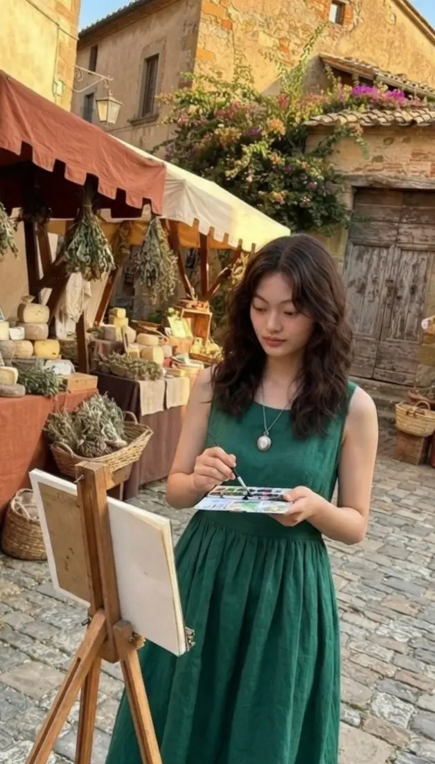 Preview of European Marketplace Painting Scene