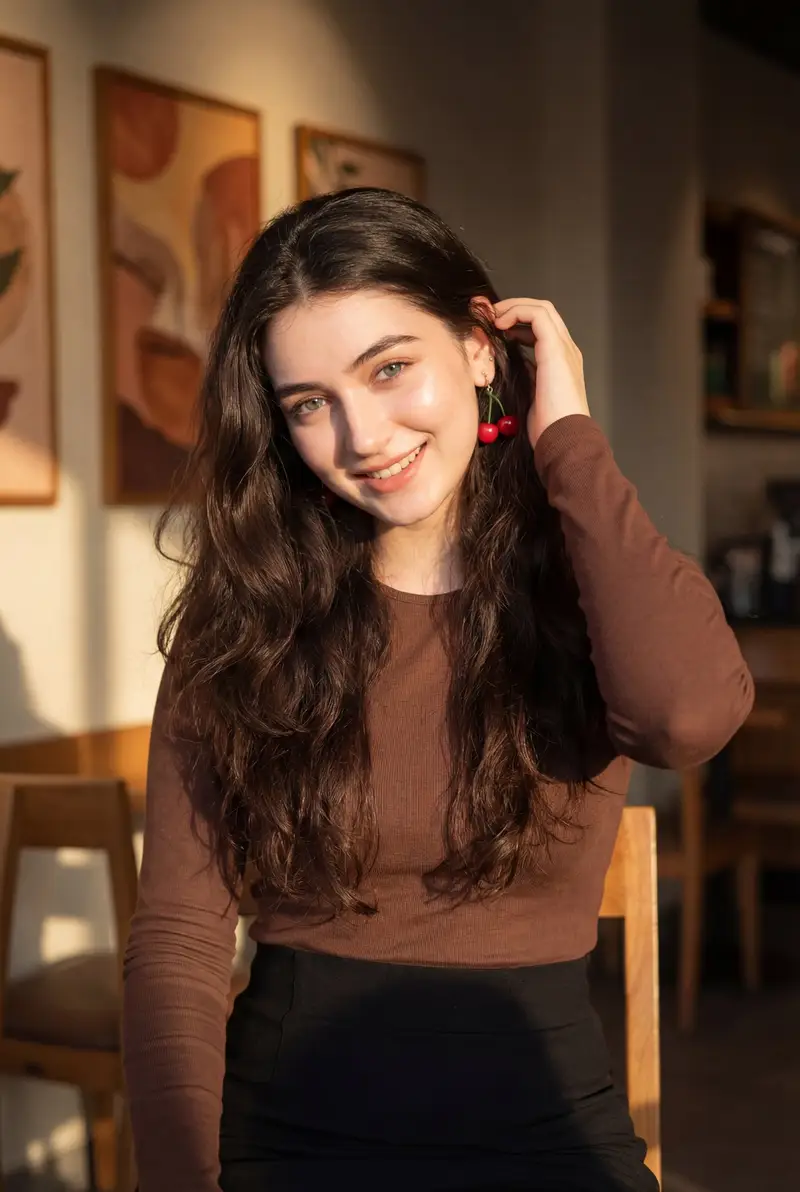 Preview of Golden Hour Portrait of a Smiling Young Woman