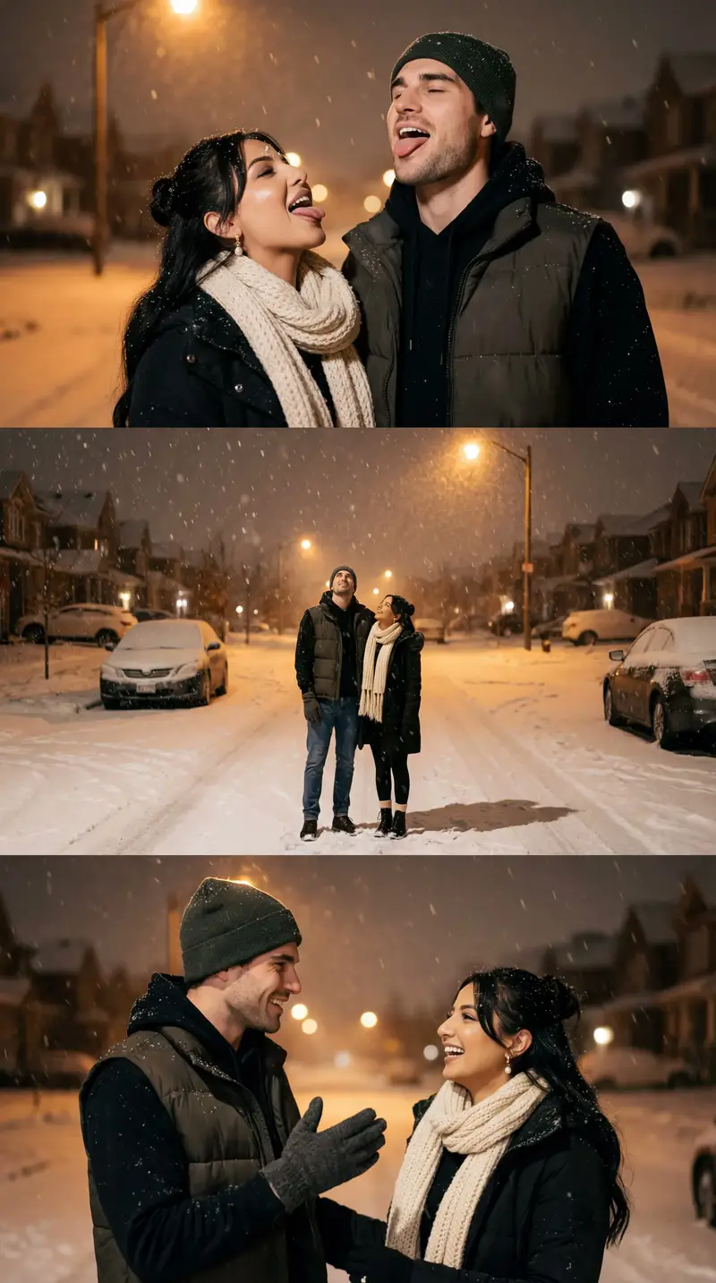 Preview of Cinematic Winter Night Couple Triptych