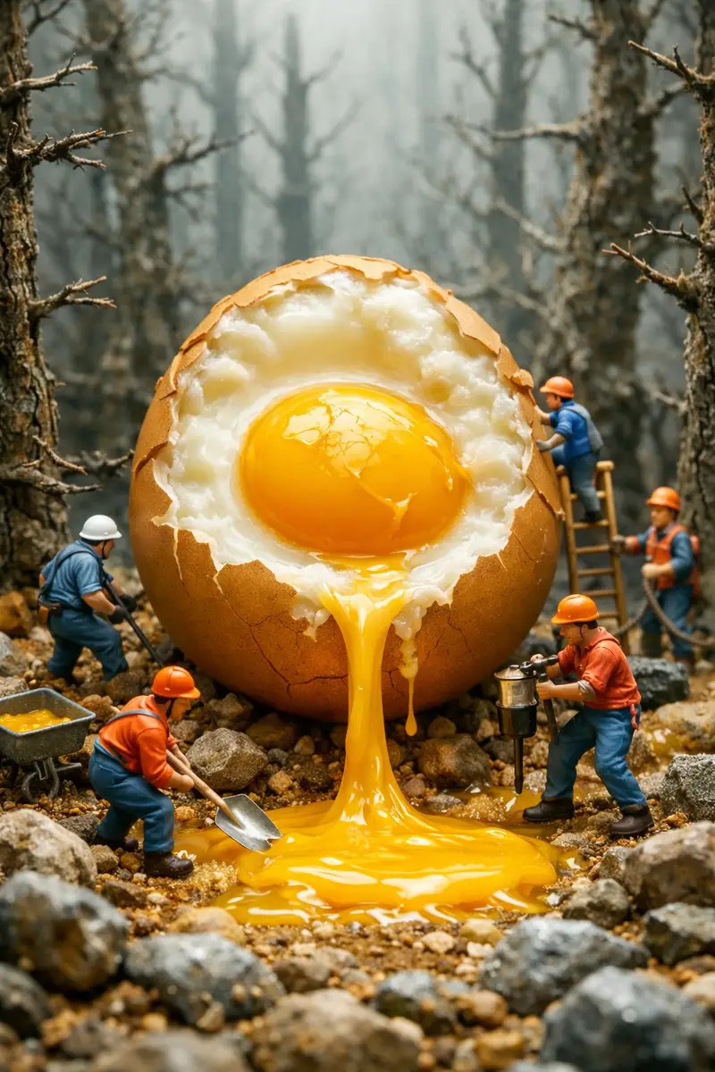 پیش‌نمایش Surreal Miniature Egg Art Scene Prompt