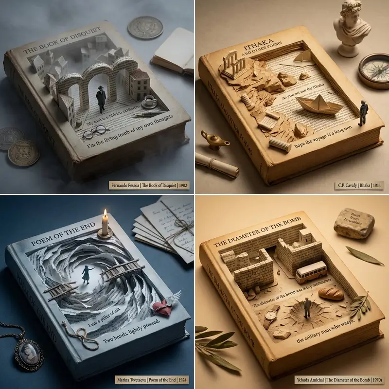 Preview of Poetry Recommendation System Prompt (Carved Book Sculpture Aesthetic)