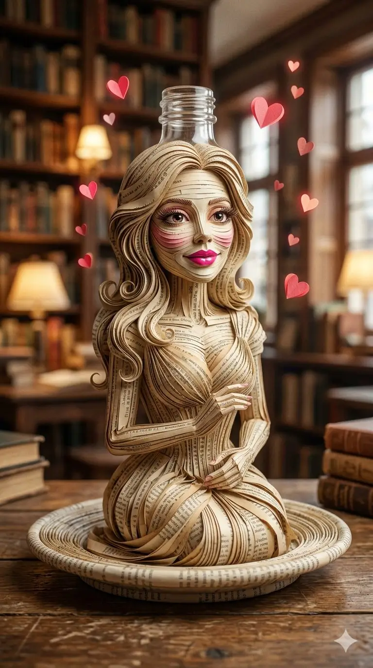 Preview of Surreal Humanoid Figure from Book Pages