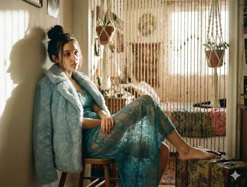 پیش‌نمایش Vintage 2016 Bohemian Bedroom Portrait