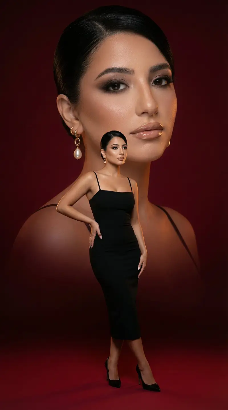 Preview of Editorial Beauty Fashion Poster (Red Dual Composition)