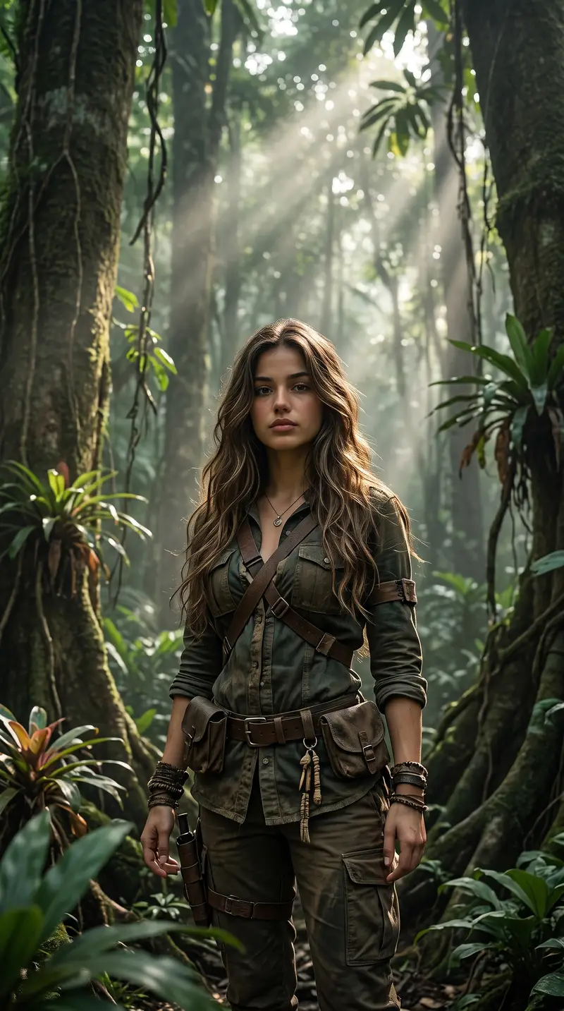 Preview of Cinematic Tropical Forest Survival Portrait